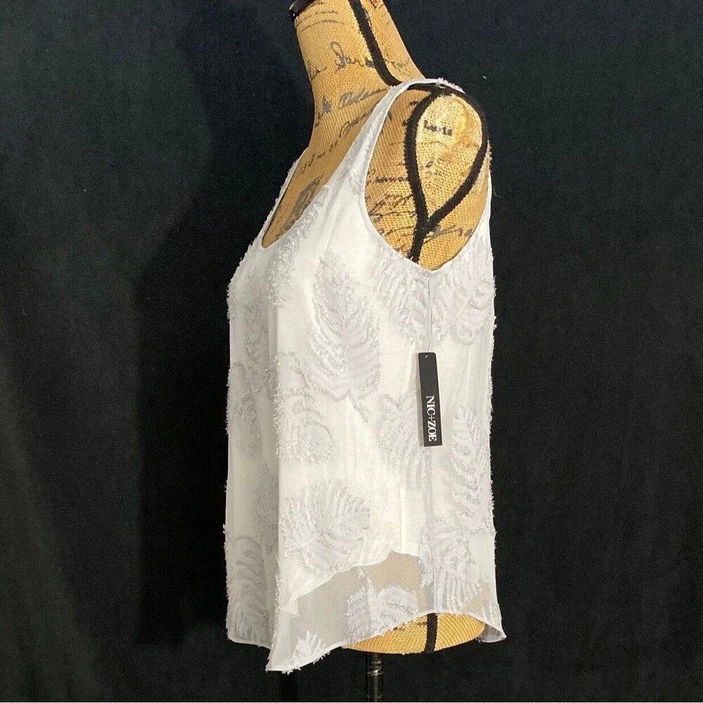 Nick + Zoe S Tunic Top Chiffon‎ Overlay Textured Smoke Gray Sleeveless Lined NWT